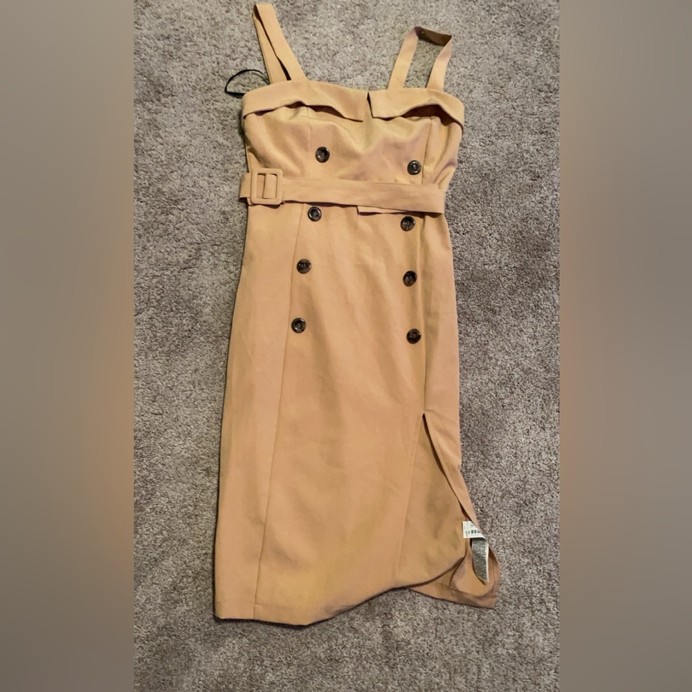 Forever 21 Tan Faux Double Breasted Button Down EUC Sz medium